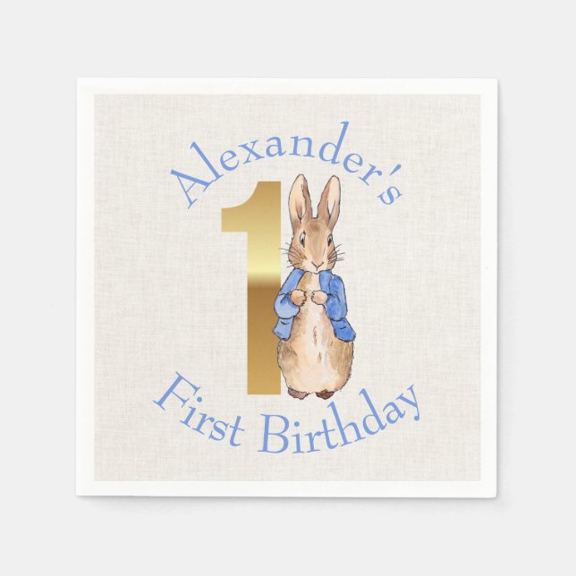 Personalize Peter the rabbit First birthday  Napkin (Front)