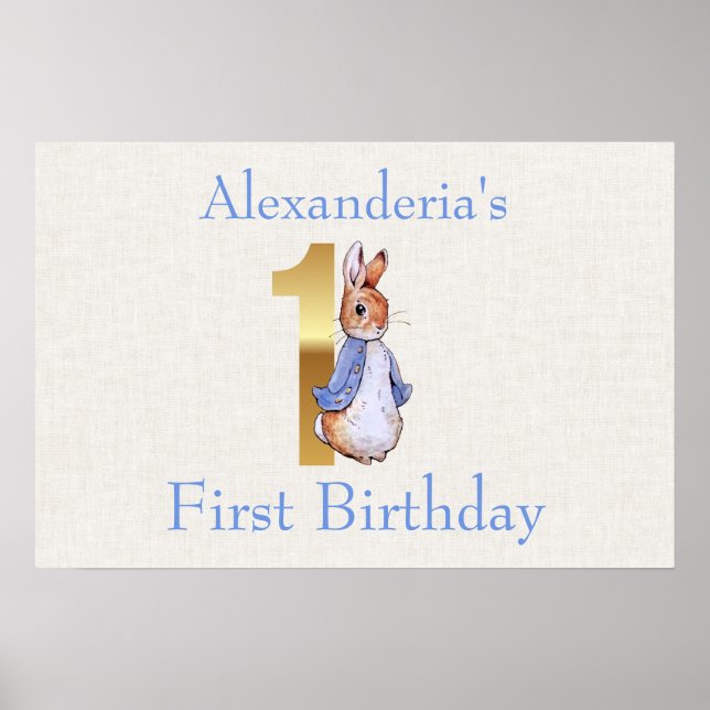 Personalize Peter the rabbit First birthday  Poster (Front)