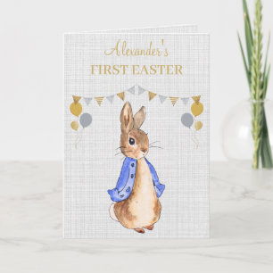 Personalize Peter the rabbit First Easter greeting Card