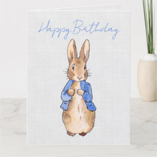 Personalize Peter the Rabbit Gray Linen Thank You Card