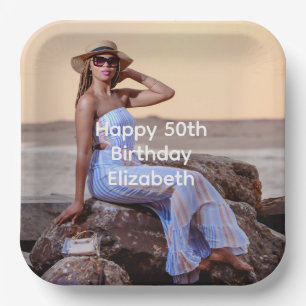 Personalize Photo Birthday His Her  Paper Plate