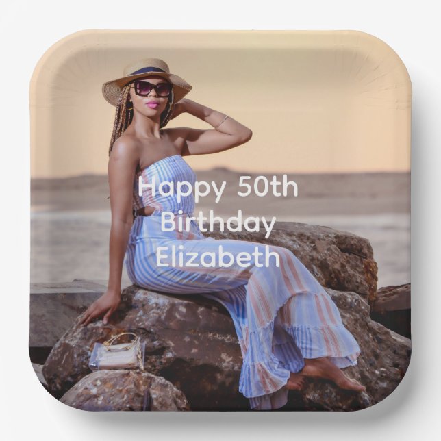 Personalize Photo Birthday His Her  Paper Plate (Front)