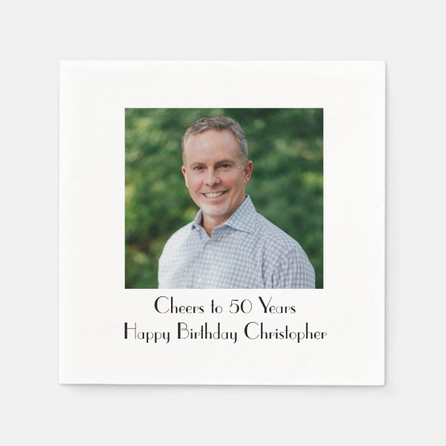 Personalize Photo Birthday Party for Him or Her Napkin (Front)