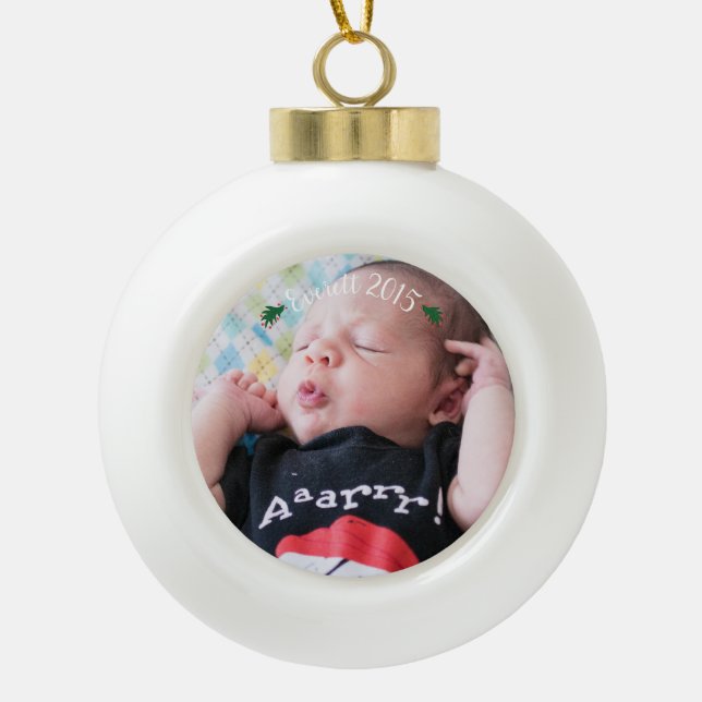 Personalize Photo Ceramic Ball Ornament (Front)