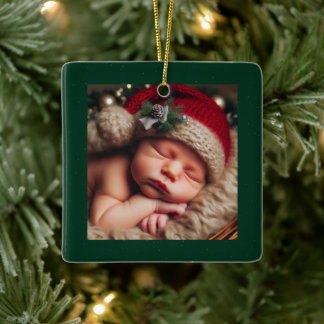 Personalize Photo Ceramic Square Ornament