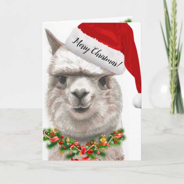 Personalize PHOTO Christmas Card Alpaca Smiles (Front)