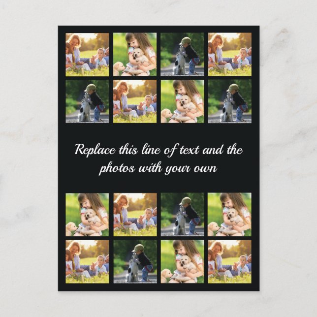 Personalize photo collage and text announcement po postcard (Front)