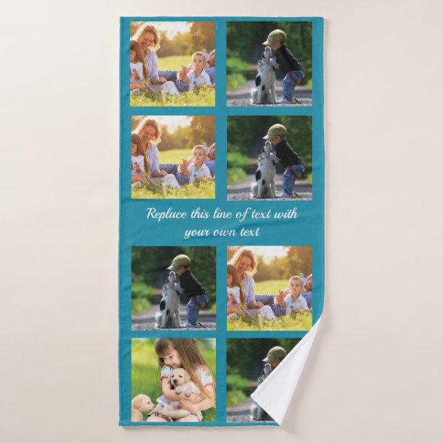 Personalize photo collage and text bath towel (Bath Towel)