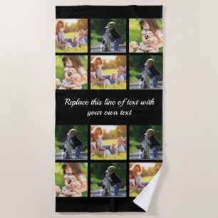 Personalize photo collage and text beach towel