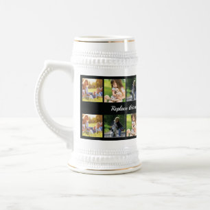 Personalize photo collage and text beer stein