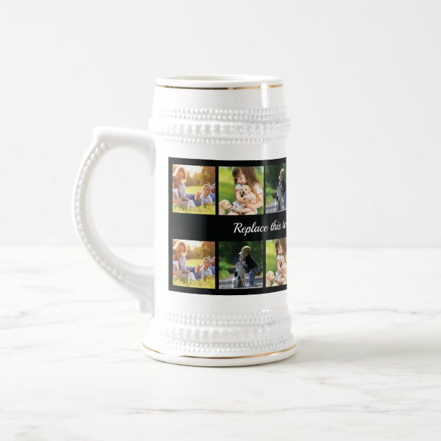Personalize photo collage and text beer stein (Left)