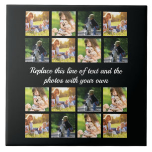 Personalize photo collage and text ceramic tile