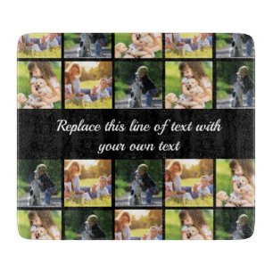 Personalize photo collage and text cutting board