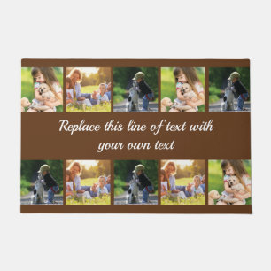 Personalize photo collage and text doormat