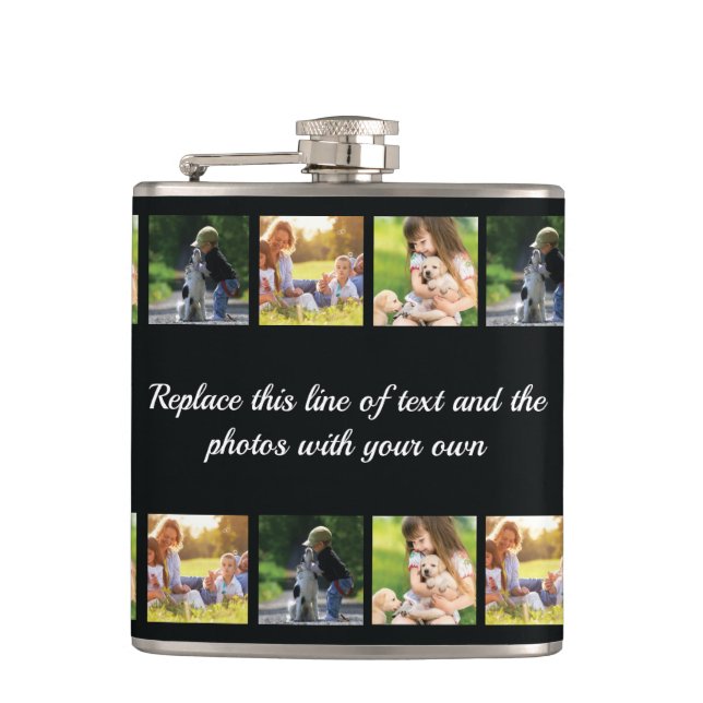 Personalize photo collage and text flask (Front)