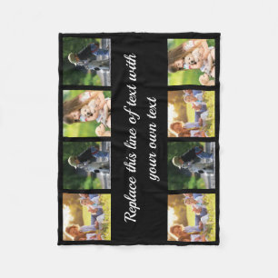 Personalize photo collage and text fleece blanket