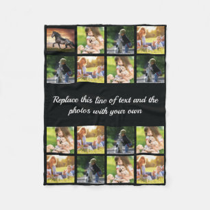 Personalize photo collage and text fleece blanket