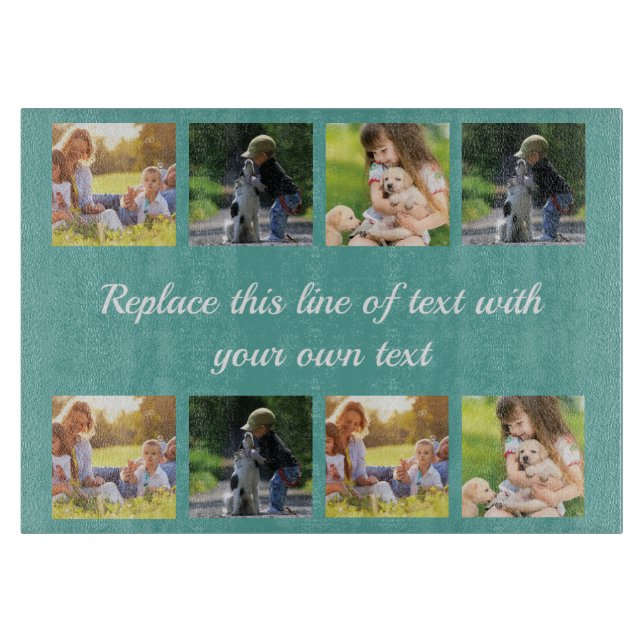 Personalize photo collage and text fleece blanket cutting board (Front)
