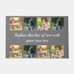 Personalize photo collage and text fleece blanket doormat