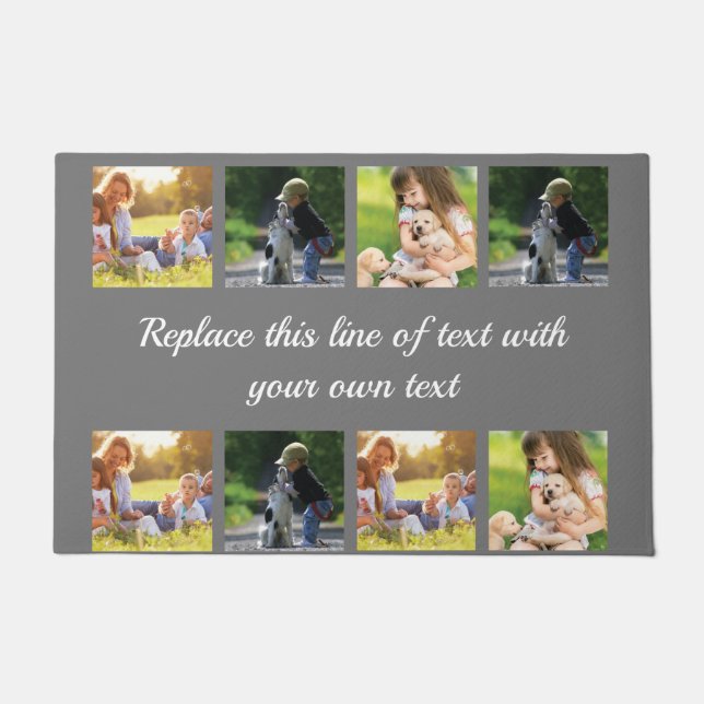 Personalize photo collage and text fleece blanket doormat (Front)