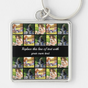 Personalize photo collage and text keychain
