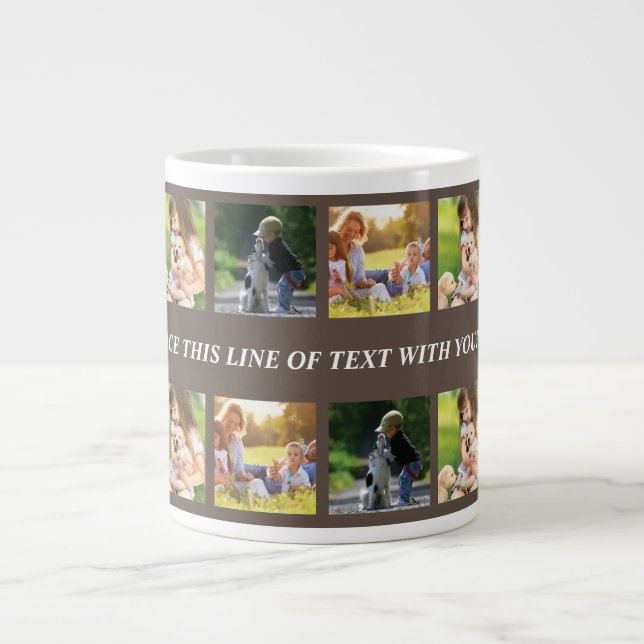 Personalize photo collage and text large coffee mug (Front)