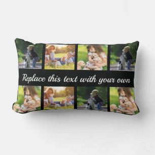 Personalize photo collage and text lumbar pillow
