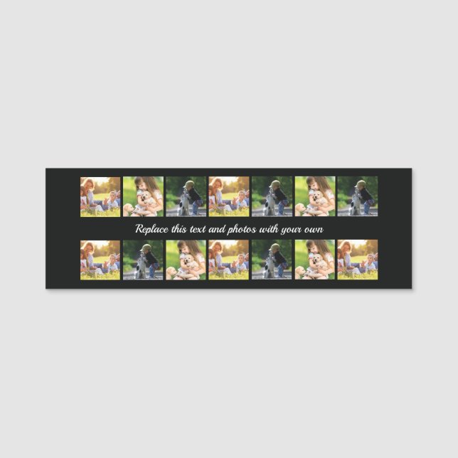 Personalize photo collage and text name tag (Front)
