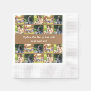 Personalize photo collage and text napkin