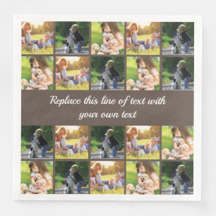 Personalize photo collage and text napkin