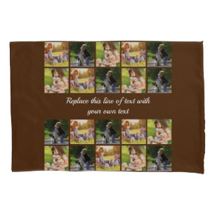 Personalize photo collage and text pillowcase