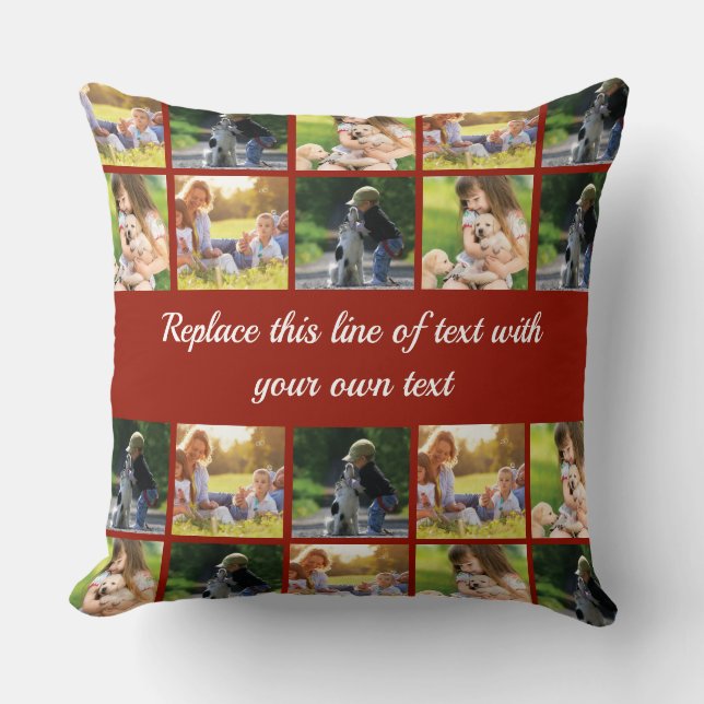 Personalize photo collage and text throw pillow (Front)