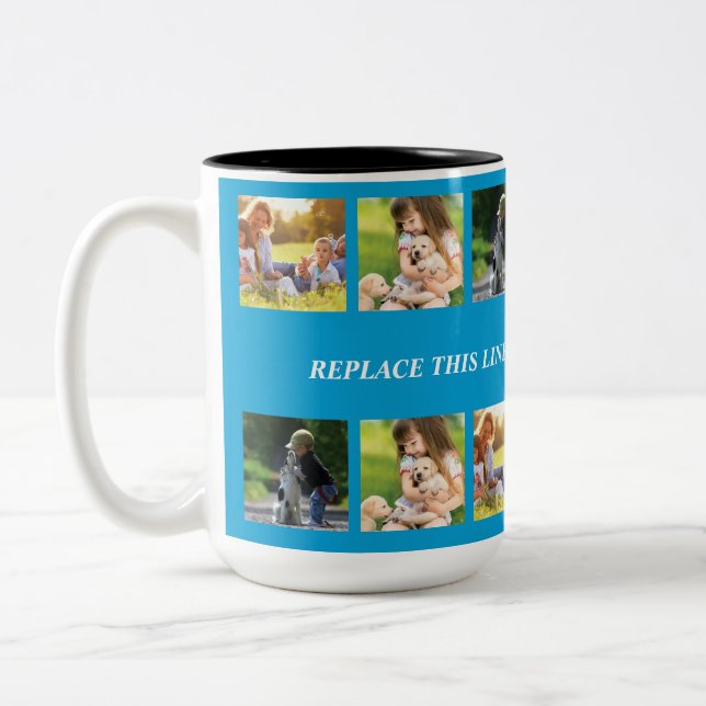 Personalize photo collage and text Two-Tone coffee mug (Left)