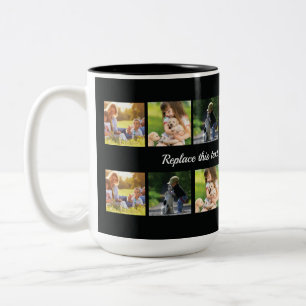 Personalize photo collage and text Two-Tone coffee Mug