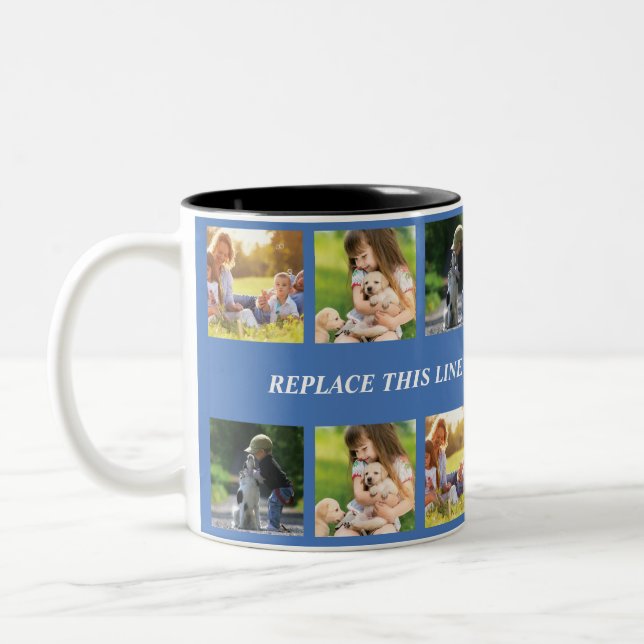 Personalize photo collage and text Two-Tone coffee mug (Left)