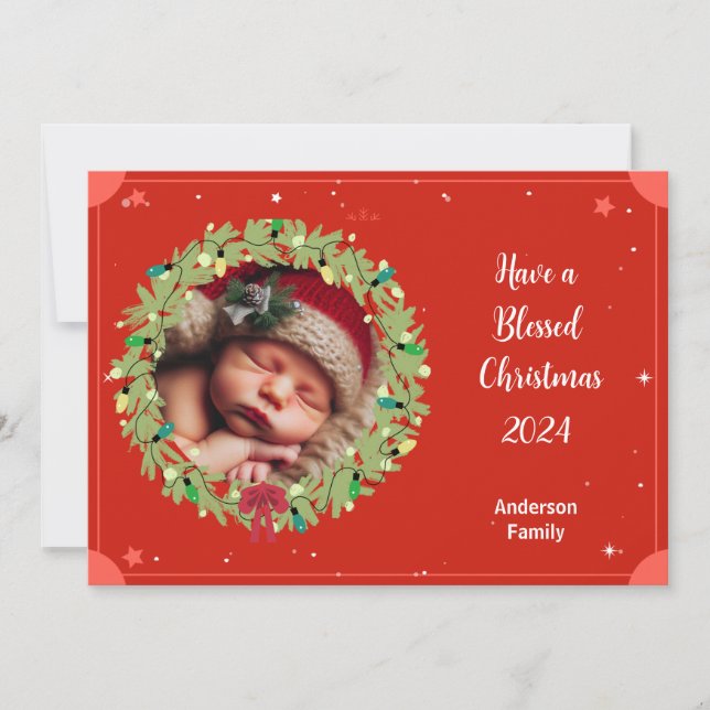 Personalize Photo Flat Christmas Holiday Card (Front)