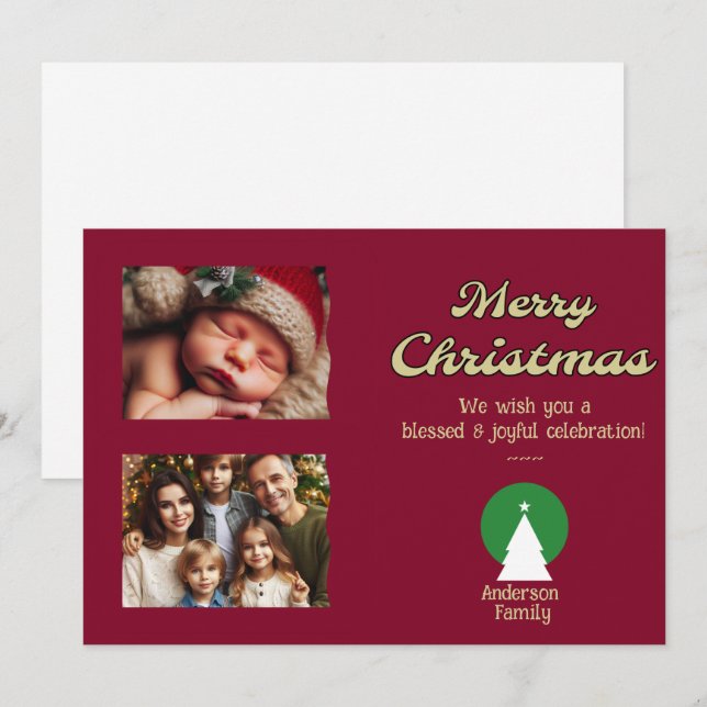 Personalize Photo Flat Christmas Holiday Card (Front/Back)