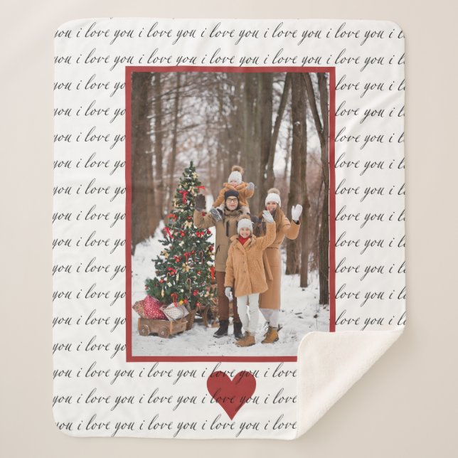 Personalize Photo I love you  Sherpa Blanket (Front)