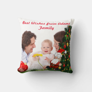 Personalize photo image Christmas holiday Throw Pillow