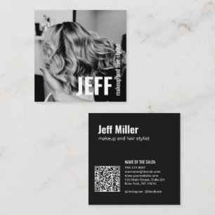 Personalize Photo Minimalist Hairdresser Salon Square Business Card