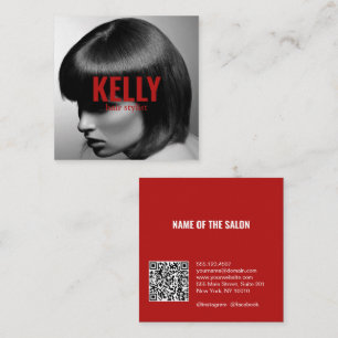 Personalize Photo Minimalist Hairstylist Salon Square Business Card