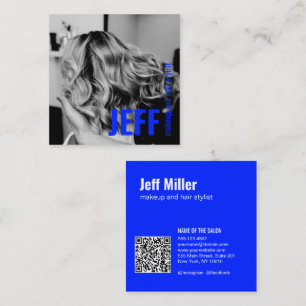 Personalize Photo Minimalist Hairstylist Salon Square Business Card