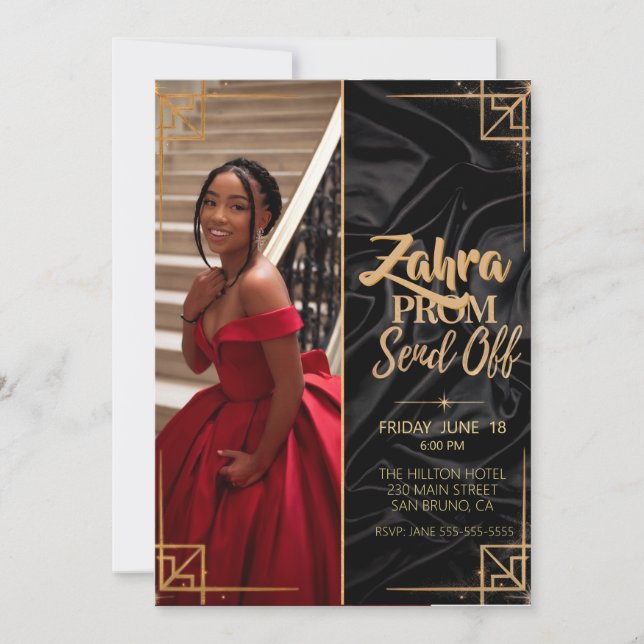 Personalize Photo Prom Send Off Elegant Graduation Invitation (Front)