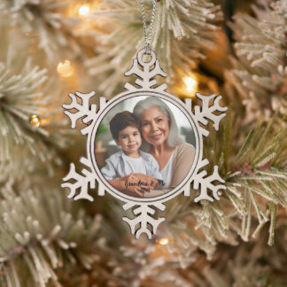 Personalize Photo Snowflake Framed Ornament