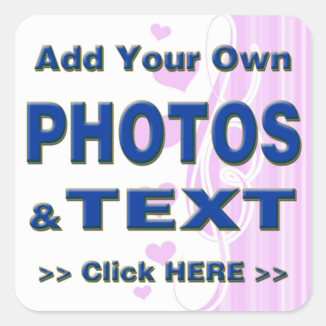 personalize photos text add images customize make square sticker (Front)