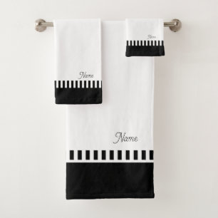 Personalize Piano Keys Luxurious White Gift Bath Towel Set