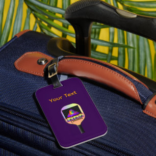 Personalize Pickelball Logo Purple   Luggage Tag