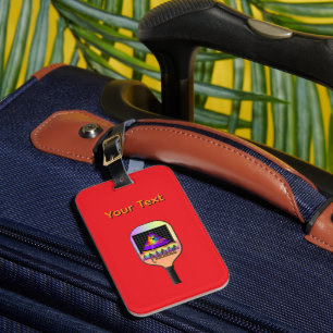 Personalize Pickelball Logo Red Luggage Tag