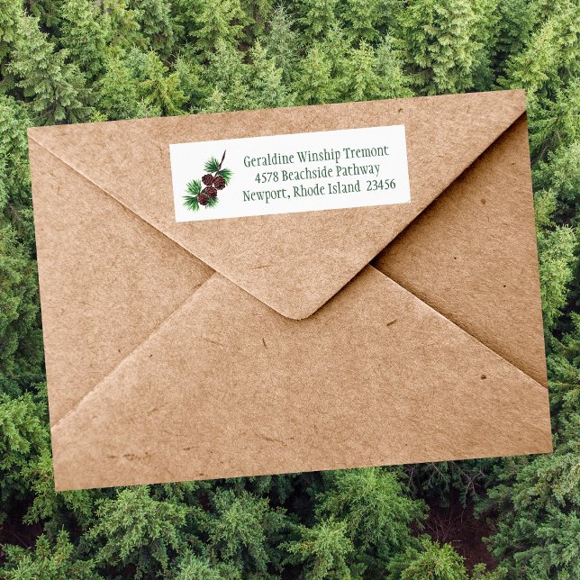 Personalize Pinecone Holiday Return Address Label (Creator Uploaded)