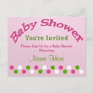 Personalize Pink and Green Baby Shower Invitations